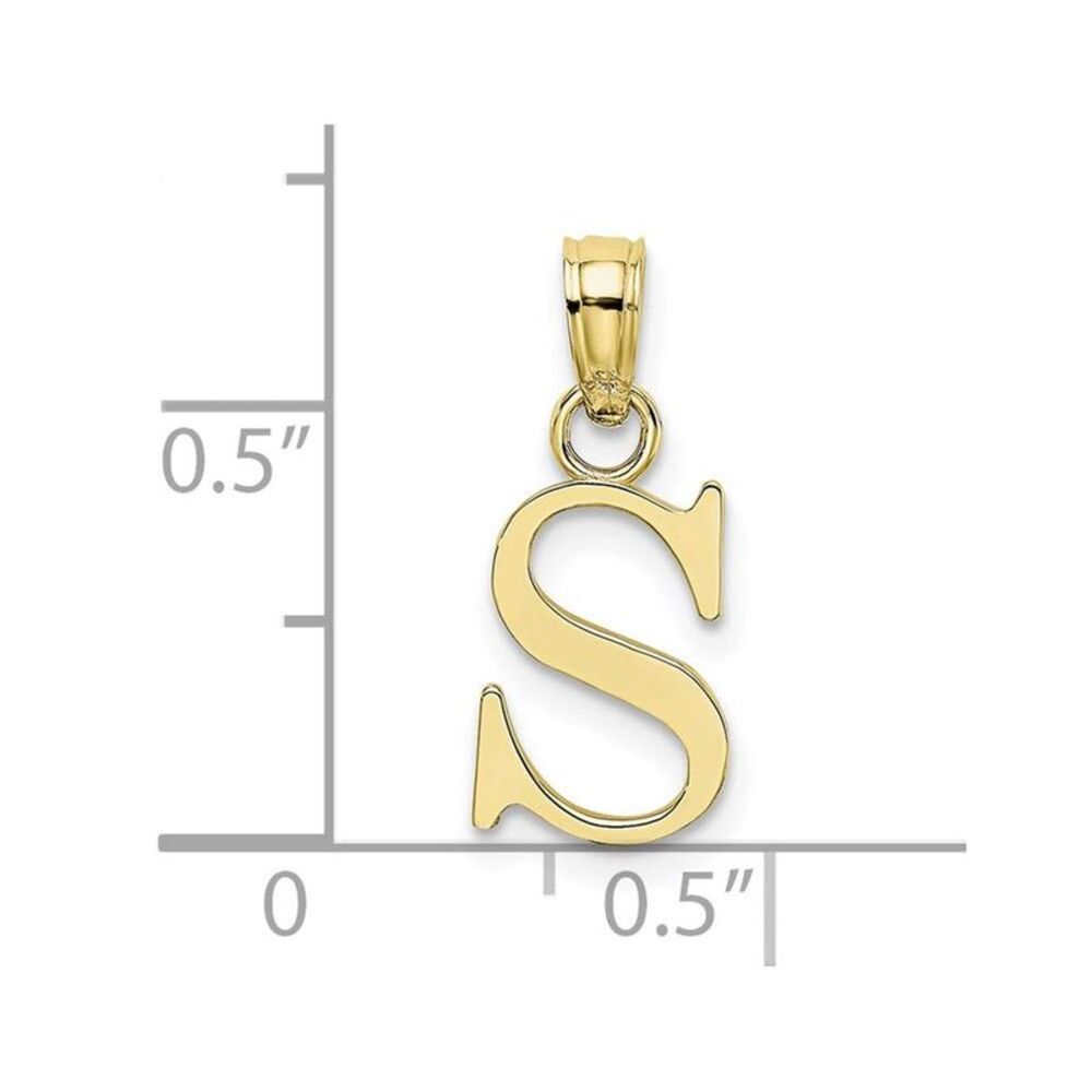 10k Yellow Gold Polished S Block Initial Charm - image 8